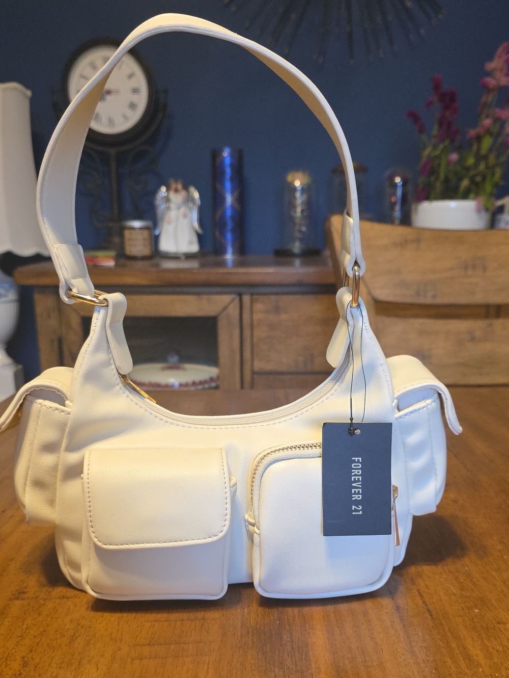 Forever 21 NWT Cream Multi-Pocket Shoulder Bag